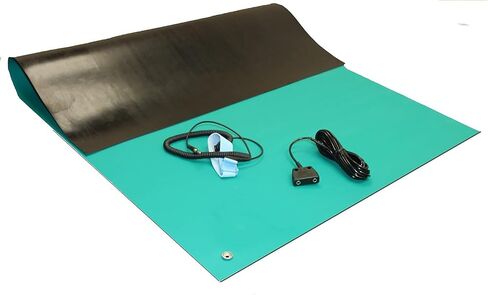 Groundhug by Scientific Americas - ESD Anti Static Mat - Soldering Mat with Anti Static Wrist Strap & Dual Common Point Grounding Cable - Heat Resistant, Dual Layer Rubber - 2.5' x 4', Blue in Saudi Arabia