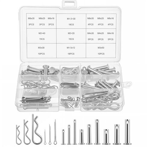 122pcs cotter pin pin pin clevis pin kit kit ، R ilips beating hair pins referment ، بما في ذلك ثقب واحد clevis pin & split cotter pin & r clip hitch pin for trailer platch ، in Saudi Arabia
