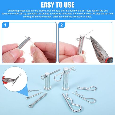 122pcs cotter pin pin pin clevis pin kit kit ، R ilips beating hair pins referment ، بما في ذلك ثقب واحد clevis pin & split cotter pin & r clip hitch pin for trailer platch ، in Saudi Arabia
