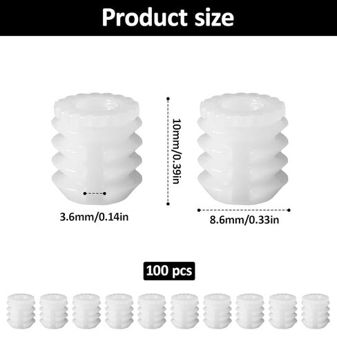 100 PCS Dowels Plastic Dowels مسبقًا مسبقًا من الصواميل 0.33 "x0.39" المفصلية البلاستيكية إدراج مفصلات مفصلات توضع تجهيزات الأثاث من مواقع الوضع لتوصيلات باب الخزانة in Saudi Arabia
