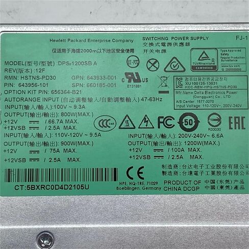 HSTNS-PD30 لـ DL580 GEN8 G8 1200W إمدادات الطاقة 643956-101 643933-001 660185-001 656364-B21 DPS-1200SB أ in Kuwait
