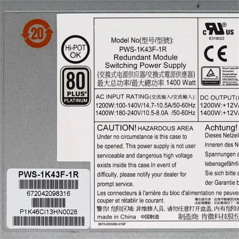 PWS-1K43F-1R لـ SC748 خادم وحدة الطاقة المتزايدة 80 بالإضافة إلى مزود الطاقة 1400W in Kuwait