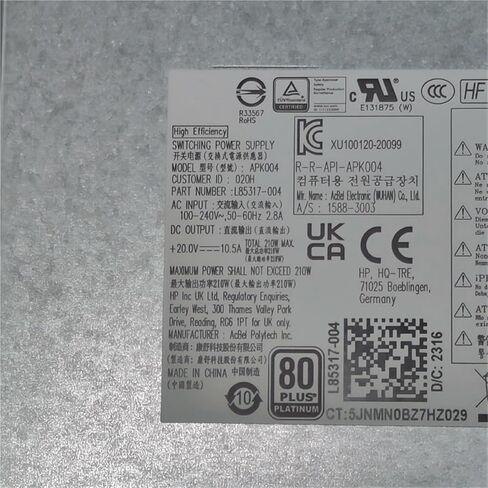 L85317-004 L85317-001 210W PSU for 800 G6 Switching Power Supply APK004 PA-1211-1 EPA92 in Kuwait