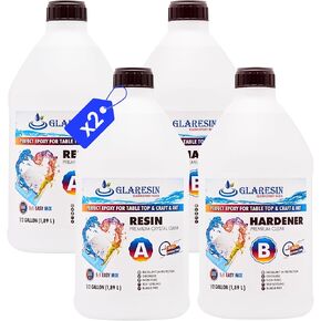 Clear Epoxy Resin Kit, 4 Gallon (4 x 0.5 Gall Resin and 4 x 0.5 Gall Hardener), Self-Leveling, Bubble-Free, High-Gloss, UV-Resistant for Wood, Tabletops, Art, and DIY Projects in Saudi Arabia