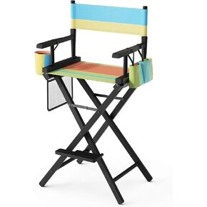 كرسي Omysalon's Director's 31 "قابلة للطي قابلة للطي مع حقيبة ومسند للتخزين ، كرسي فنان الماكياج للصالون ، الأحداث ، المحمول ، سعة 250 رطلاً ، إطارًا من الخشب الأبيض ومقعد القماش الأخضر الزيتون in Kuwait