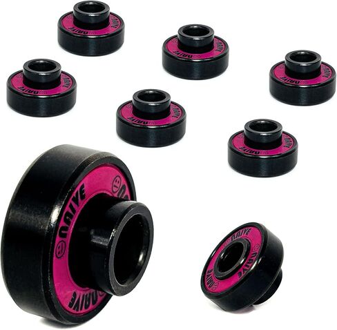 Skateboard Bearings with Built-in Spacers 8 Pack, Precision 608 8mm Bearings Skateboards Longboards Cruisers Surfskates Cruising Carving(Black Magenta) in Kuwait