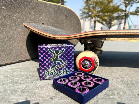 Skateboard Bearings with Built-in Spacers 8 Pack, Precision 608 8mm Bearings Skateboards Longboards Cruisers Surfskates Cruising Carving(Black Magenta) in Kuwait