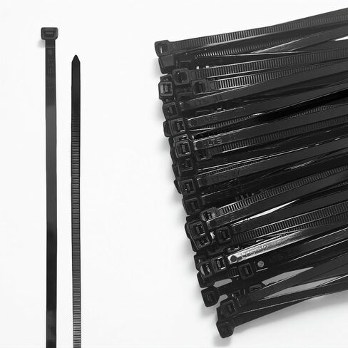 روابط Zip Cable Cable الشاقة 12 بوصة 100 بوصة ، قفل أسود للأشعة فوق البنفسجية ، قوة شد 120 رطل للاستخدام الداخلي والخارجي ، وعلاقات الأسلاك للمنزل ، والمكتب ، والحديقة ، والسيارات in Kuwait
