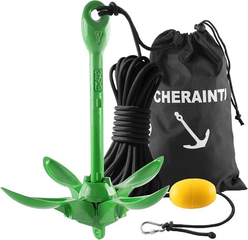 CHERAINTI Kayak Anchor, 3.5 Lb Folding Marine Grapnel Anchor Kit with 40ft Rope and Buoy for Kayaks Jet Ski SUP Paddle Boards PWC Inflatable Small Boat Canoes Fishing, Kayaking & Boating Accessories in Saudi Arabia