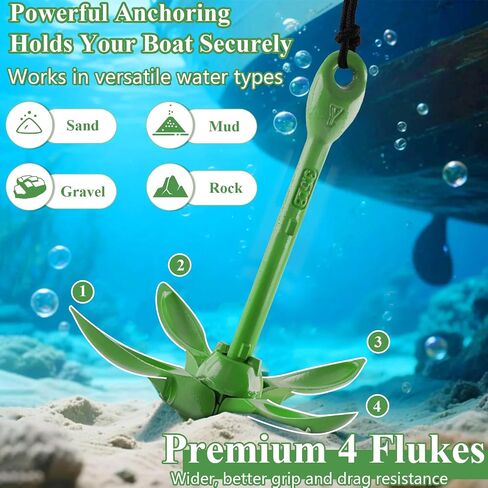 CHERAINTI Kayak Anchor, 3.5 Lb Folding Marine Grapnel Anchor Kit with 40ft Rope and Buoy for Kayaks Jet Ski SUP Paddle Boards PWC Inflatable Small Boat Canoes Fishing, Kayaking & Boating Accessories in Saudi Arabia