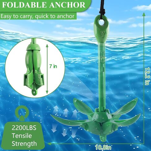 CHERAINTI Kayak Anchor, 3.5 Lb Folding Marine Grapnel Anchor Kit with 40ft Rope and Buoy for Kayaks Jet Ski SUP Paddle Boards PWC Inflatable Small Boat Canoes Fishing, Kayaking & Boating Accessories in Saudi Arabia