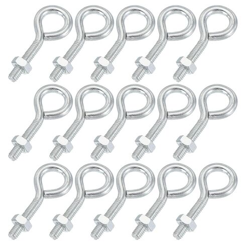 MECCANIXITY Threaded Eye Bolts M4x20 Carbon Steel Eye Hooks Screws with Hex Nuts for Metal Hook Wood Terminal Ring Hooks Hanging, Pack of 15 in Saudi Arabia