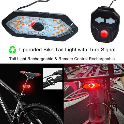 Upgraded Bike Tail Light with Turn Signal Bicycle Rear Light with Remote Control and Horn for Night Riding (Rechargeable) in Saudi Arabia