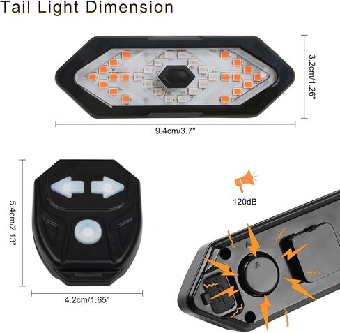 Upgraded Bike Tail Light with Turn Signal Bicycle Rear Light with Remote Control and Horn for Night Riding (Rechargeable) in Saudi Arabia