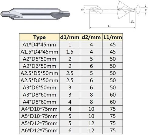 A1-A6 Drill Bits Set, A Type Countersink Chamfer 60 Degree Cutter Bit 1Pcs(A6xD12x75) in Saudi Arabia
