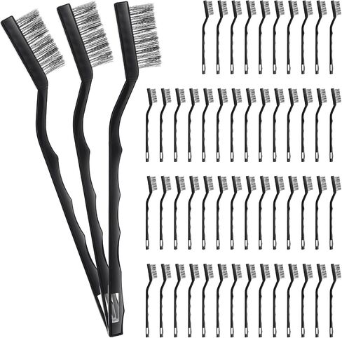 60 PCS فرشاة سلك مصغرة مجموعة من الفولاذ المقاوم للصدأ الفولاذ الصلب فرشاة خدش الفرشاة المعدنية الصغيرة لتنظيف المقبض لحام البناء لتنظيف الخبث ولحام الصدأ ، الأسود ، 6.7 بوصة in Saudi Arabia