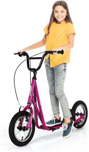 Scooter Gymax ، سكوتر الأطفال والكبار على الطرق الوعرة مع عجلات قابلة للنفخ مقاس 12 بوصة ، مقود قابل للتعديل ، فاكهة اليد من النوع V و Axle Ops لجميع التضاريس ، 8+ in Saudi Arabia