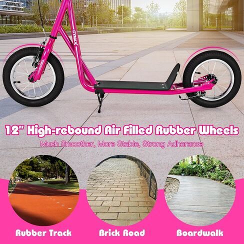 Scooter Gymax ، سكوتر الأطفال والكبار على الطرق الوعرة مع عجلات قابلة للنفخ مقاس 12 بوصة ، مقود قابل للتعديل ، فاكهة اليد من النوع V و Axle Ops لجميع التضاريس ، 8+ in Saudi Arabia