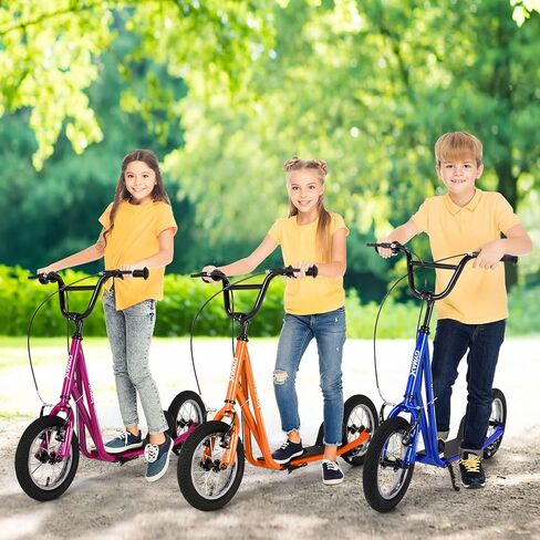Scooter Gymax ، سكوتر الأطفال والكبار على الطرق الوعرة مع عجلات قابلة للنفخ مقاس 12 بوصة ، مقود قابل للتعديل ، فاكهة اليد من النوع V و Axle Ops لجميع التضاريس ، 8+ in Saudi Arabia
