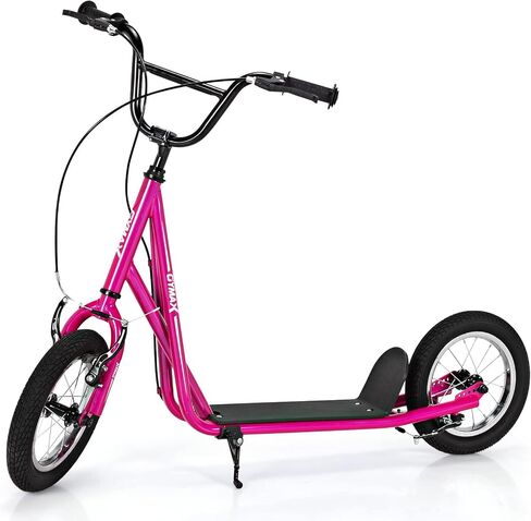 Scooter Gymax ، سكوتر الأطفال والكبار على الطرق الوعرة مع عجلات قابلة للنفخ مقاس 12 بوصة ، مقود قابل للتعديل ، فاكهة اليد من النوع V و Axle Ops لجميع التضاريس ، 8+ in Saudi Arabia