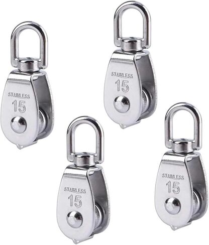 2/4 قطعة من M15 رفع بكرة واحدة بكرة واحدة من الفولاذ المقاوم للصدأ البكرة الثقيلة (4pcs) in Kuwait