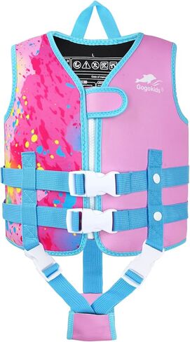 Gogokids Toddler Swim Vest, Kids Float Jacket with Dual Adjustable Strap, Child Swimming Pool Vest for 2-8 Years Swimming Learning in Saudi Arabia