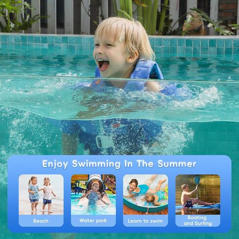 Kids Swim Vest Toddler Floaties Fit 20-44 Lbs Boys and Girls,Kids Swimming Training Vest Adjustable Safety Strap,Toddler Swim Vests with Shoulder Harness Arm Wings for Age 1-6 Years in Saudi Arabia