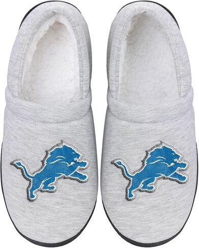 FOCO - Mens NFL Team Big Logo Grey Sweatshirt Sherpa Moccasins Adult Unisex Slippers in Kuwait
