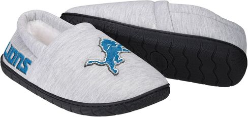 FOCO - Mens NFL Team Big Logo Grey Sweatshirt Sherpa Moccasins Adult Unisex Slippers in Kuwait