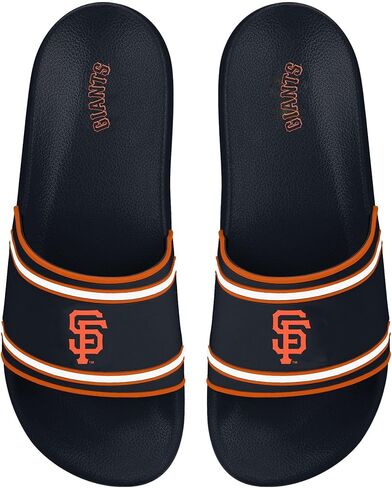 FOCO MLB Men's Officially Licensed Sports Slippers Primary Logo Team Color Stripe Molded Baseball Slides in Saudi Arabia