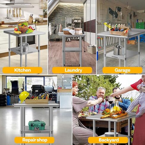 VIVOHOME 24 x 18 Inch Stainless Steel Work Table with Backsplash, Prep Commercial Table with Wheels for Restaurant, Hotel, Home and Warehouse in Saudi Arabia