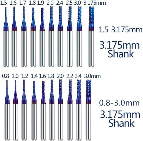 3.175mm شانك CNC البت النقش مجموعة طحن طحن كاربيد الطاحونة مجموعة أدوات طحن الآلة CNC CNC بت (10pcs 3.175x2x8mm) in Saudi Arabia