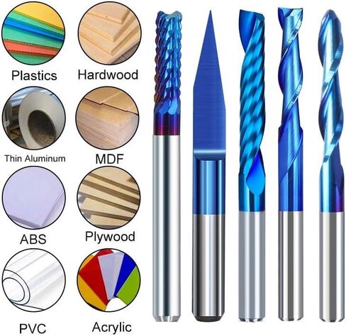 3.175mm شانك CNC البت النقش مجموعة طحن طحن كاربيد الطاحونة مجموعة أدوات طحن الآلة CNC CNC بت (10pcs 3.175x2x8mm) in Saudi Arabia