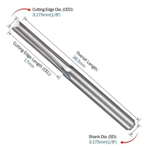 10Pcs 3.175mm Shank 2 Flute CNC Router Bits Straight Slot Tungsten Steel Milling Cutter For Wood Mdf Plastic Promotion in Kuwait