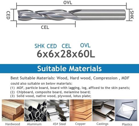 3.175 4 5 6 مم شانك 2 قاطع الطحن الحلزوني الفلوت CNC CNC الطاحونة الطاحونة مطحنة بتات بت من أدوات الكربريد الخشبية (3.175x15x38l) in Saudi Arabia