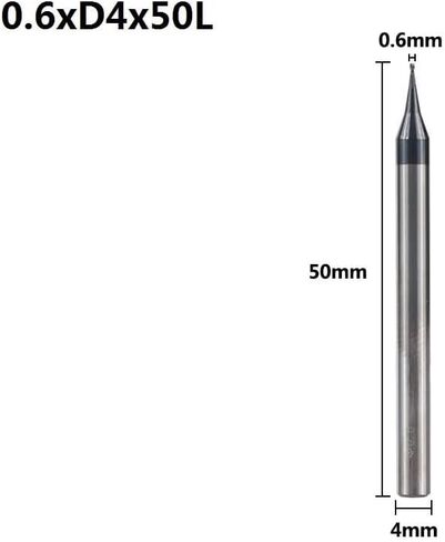 4mm Shank 2 Flute Micro Flat End Mill 0.2-0.9mm Mini CNC Router Bit Tungsten Carbide End Mill Mini Milling Cutter(0.6xD4x50L) in Kuwait