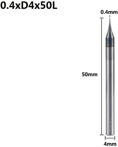 4mm Shank 2 Flute Micro Flat End Mill 0.2-0.9mm Mini CNC Router Bit Tungsten Carbide End Mill Mini Milling Cutter(0.6xD4x50L) in Kuwait