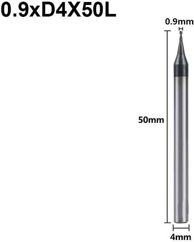 4mm Shank 2 Flute Micro Flat End Mill 0.2-0.9mm Mini CNC Router Bit Tungsten Carbide End Mill Mini Milling Cutter(0.6xD4x50L) in Kuwait