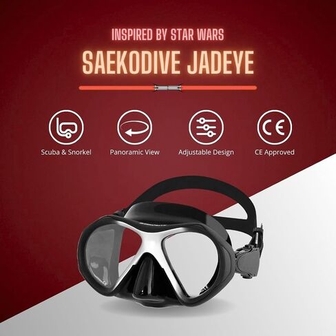 Jadeye Diving Mask - Anti-Fog Tempered Glass, Anti-Leak Silicone Skirt - Scuba Mask, Dive Mask, Snorkel Mask for Adults in Saudi Arabia