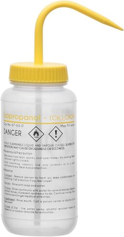EISCO 2PK Wash Bottle for Isopropanol, 500ml - Labeled with Color Coded Chemical & Safety Information (2 Color) - Wide Mouth, Self Venting, Low Density Polyethylene Labs in Saudi Arabia