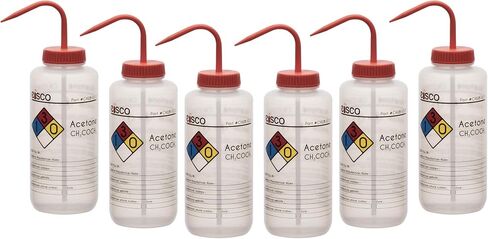 Eisco-زجاجة غسل الأسيتون ، 500 مل ، بولي إيثيلين منخفض الكثافة ، التهوية الذاتية ، ملصق كيميائي وسلامة مشفر بالألوان ، فم عريض ، غطاء مقاوم للتسرب مع فوهة ، زجاجة الاستغناء عن المختبر ، الغطاء الأحمر in Saudi Arabia