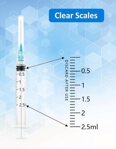 100 Pack 2ml Luer Lock محقنة ، حقنة 2cc مع إبرة 23g 1 بوصة ، محاقن لوازم المختبرات ، ملفوفة بشكل فردي in Kuwait