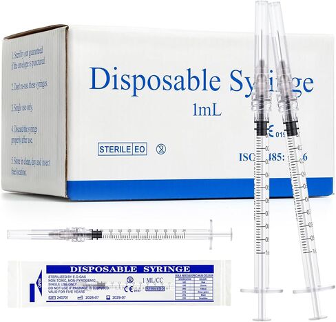 1ML/CC Luer Lock محقنة مع 27GA 1/2inch Lab إمدادات ، يمكن التخلص منها معبأة بشكل فردي ، حزمة 100 in Kuwait