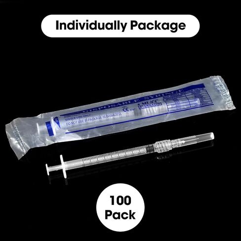 1ML/CC Luer Lock محقنة مع 27GA 1/2inch Lab إمدادات ، يمكن التخلص منها معبأة بشكل فردي ، حزمة 100 in Kuwait