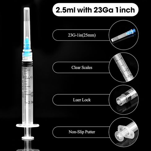 1ML/CC Luer Lock محقنة مع 27GA 1/2inch Lab إمدادات ، يمكن التخلص منها معبأة بشكل فردي ، حزمة 100 in Kuwait