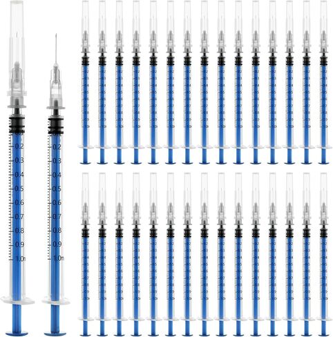 100 Pack 2ml Luer Lock محقنة ، حقنة 2cc مع إبرة 23g 1 بوصة ، محاقن لوازم المختبرات ، ملفوفة بشكل فردي in Kuwait