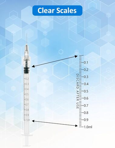 100 Pack 2ml Luer Lock محقنة ، حقنة 2cc مع إبرة 23g 1 بوصة ، محاقن لوازم المختبرات ، ملفوفة بشكل فردي in Kuwait