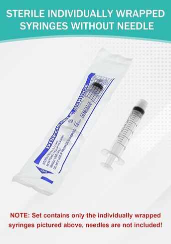 محقنة قفل 3ML Luer مع غطاء - معقم ملفوف بشكل فردي دون إبرة - قياس دقيق للتسرب - 25Pack للاستخدام المختبر والرعاية المنزلية in Kuwait