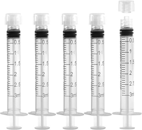 محقنة قفل 3ML Luer مع غطاء - معقم ملفوف بشكل فردي دون إبرة - قياس دقيق للتسرب - 25Pack للاستخدام المختبر والرعاية المنزلية in Kuwait