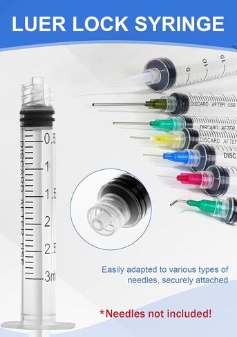 محقنة قفل 3ML Luer مع غطاء - معقم ملفوف بشكل فردي دون إبرة - قياس دقيق للتسرب - 25Pack للاستخدام المختبر والرعاية المنزلية in Kuwait